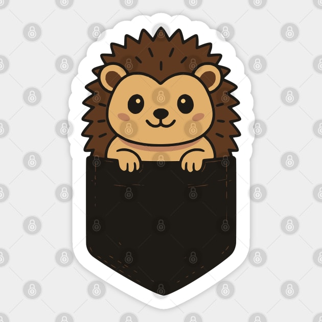 Funny Hedgehog Pocket Pal Cute Forest Animal Hedgehog Lover Sticker by Yesteeyear